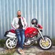 Męska kurtka motocyklowa W-TEC 91 Cordura - biała z czerwono-niebieskim paskiem