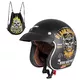 Kask motocyklowy otwarty chopper W-TEC Black Heart Kustom - Skull, czarny połysk - Ride Culture, matowy czarny
