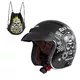 Kask motocyklowy otwarty chopper W-TEC Black Heart Kustom - Skull, czarny połysk - Skull, czarny połysk