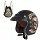 Kask motocyklowy otwarty chopper W-TEC Black Heart Kustom - Skull, czarny połysk - Skull Horn, matowy czarny