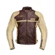 Męska skórzana kurtka motocyklowa W-TEC Retro - czarno-brązowo-beżowy - czarno-brązowo-beżowy